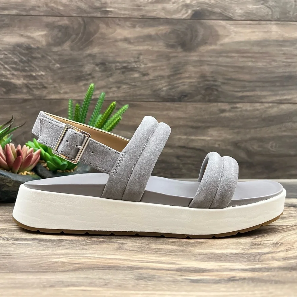 NIB UGG Lynnden Slingback Strappy Platform Sandal Soft Amethyst Grey Suede